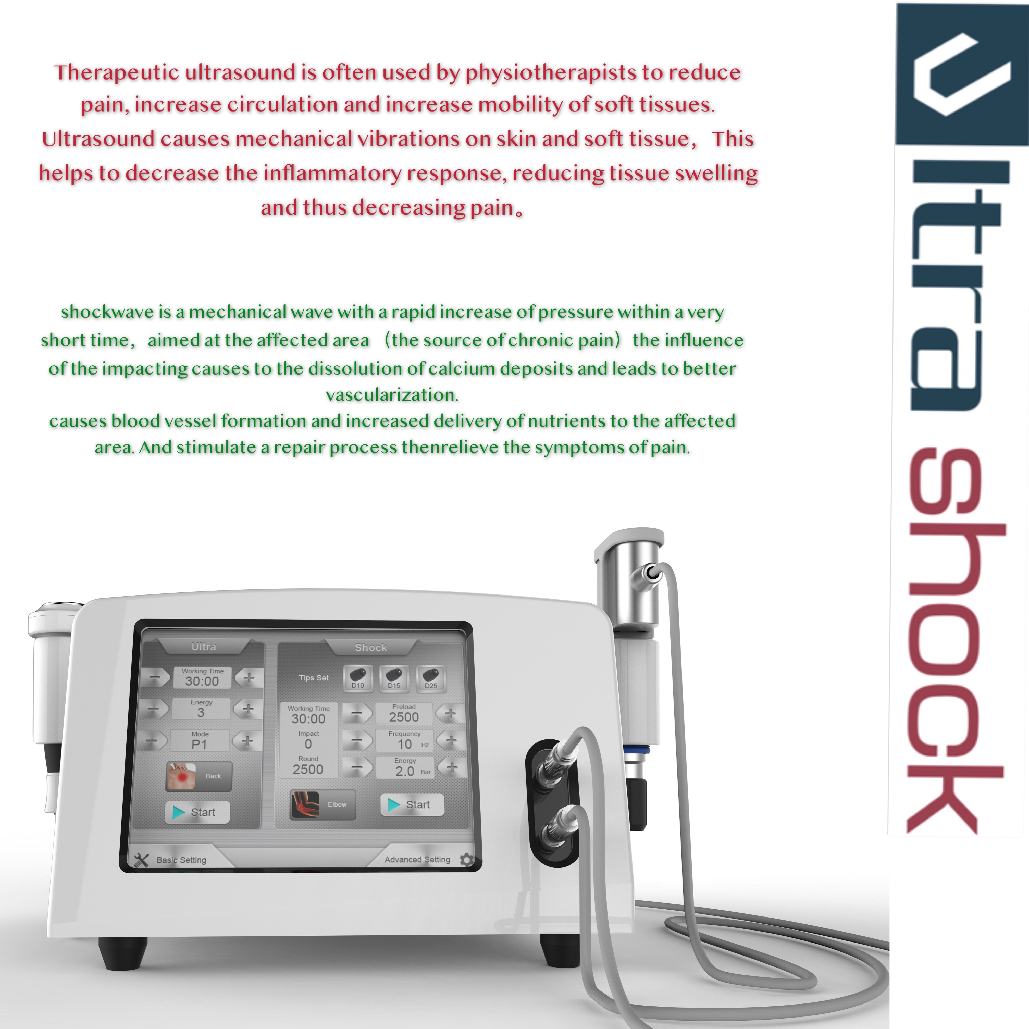 Einzelne oder Doppelertrag-Ultraschall-Physiotherapie-Maschine für Körper-Schmerzlinderung